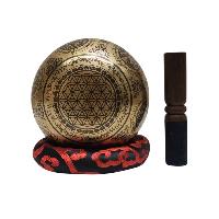 Singing Bowl, Buddhist Hand Beaten, With [green Tara] Carved Inside, [select Accessories]