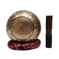 Singing Bowl, Buddhist Hand Beaten, With [manjushree] Carved Inside, [select Accessories]