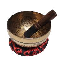 Singing Bowl, Buddhist Hand Beaten, With [chenrezig] Carved Inside, [select Accessories]