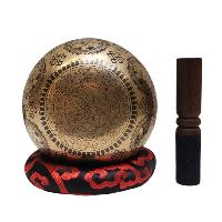Singing Bowl, Buddhist Hand Beaten, With [chenrezig] Carved Inside, [select Accessories]
