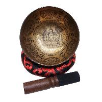 Singing Bowl, Buddhist Hand Beaten, With [chenrezig] Carved Inside, [select Accessories]