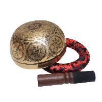 Singing Bowl, Buddhist Hand Beaten, With [vajrasattva] Carved Inside, [select Accessories]