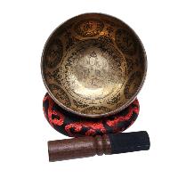 Singing Bowl, Buddhist Hand Beaten, With [vajrasattva] Carved Inside, [select Accessories]