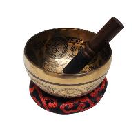 Singing Bowl, Buddhist Hand Beaten, With [vajrasattva] Carved Inside, [select Accessories]