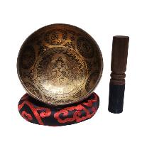 Singing Bowl, Buddhist Hand Beaten, With [vajrasattva] Carved Inside, [select Accessories]