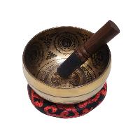 Singing Bowl, Buddhist Hand Beaten, With [manjushree] Carved Inside, [select Accessories]