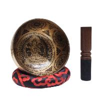 Singing Bowl, Buddhist Hand Beaten, With [manjushree] Carved Inside, [select Accessories]