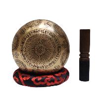 Singing Bowl, Buddhist Hand Beaten, With [manjushree] Carved Inside, [select Accessories]