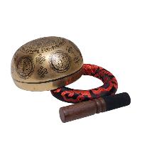 Singing Bowl, Buddhist Hand Beaten, With [manjushree] Carved Inside, [select Accessories]