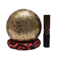 Singing Bowl, Buddhist Hand Beaten, With [avalokiteshvara] Carved Inside, [select Accessories]