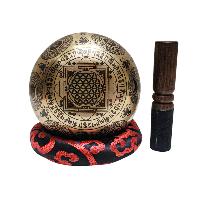 Singing Bowl, Buddhist Hand Beaten, With [hanuman] Carved Inside, [select Accessories]