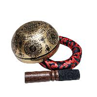 Singing Bowl, Buddhist Hand Beaten, With [hanuman] Carved Inside, [select Accessories]