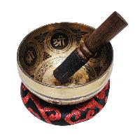 Singing Bowl, Buddhist Hand Beaten, With [hanuman] Carved Inside, [select Accessories]