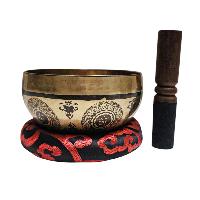 Singing Bowl, Buddhist Hand Beaten, With [hanuman] Carved Inside, [select Accessories]