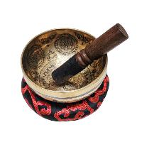Singing Bowl, Buddhist Hand Beaten, With [white Tara] Carved Inside, [select Accessories]
