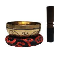 Singing Bowl, Buddhist Hand Beaten, With [white Tara] Carved Inside, [select Accessories]