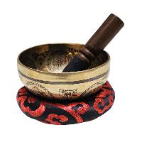 Singing Bowl, Buddhist Hand Beaten, With [white Tara] Carved Inside, [select Accessories]
