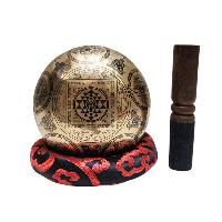 Singing Bowl, Buddhist Hand Beaten, With [white Tara] Carved Inside, [select Accessories]