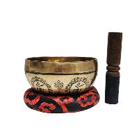 Singing Bowl, Buddhist Hand Beaten, With [buddha Inee] Carved Inside, [select Accessories]