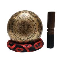 Singing Bowl, Buddhist Hand Beaten, With [buddha Inee] Carved Inside, [select Accessories]