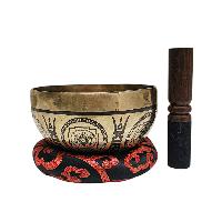 Singing Bowl, Buddhist Hand Beaten, With [samadhi] Carved Inside, [select Accessories]