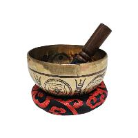 Singing Bowl, Buddhist Hand Beaten, With [samadhi] Carved Inside, [select Accessories]