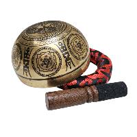 Singing Bowl, Buddhist Hand Beaten, With [samadhi] Carved Inside, [select Accessories]