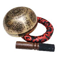 Singing Bowl, Buddhist Hand Beaten, With [samadhi] Carved Inside, [select Accessories]