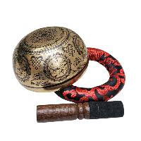 Singing Bowl, Buddhist Hand Beaten, With [samadhi] Carved Inside, [select Accessories]