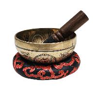 Singing Bowl, Buddhist Hand Beaten, With [solar System] Carved Inside, [select Accessories]