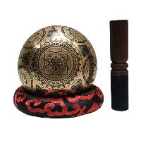 Singing Bowl, Buddhist Hand Beaten, With [solar System] Carved Inside, [select Accessories]