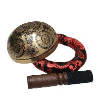 Singing Bowl, Buddhist Hand Beaten, With [solar System] Carved Inside, [select Accessories]