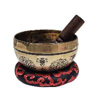 Singing Bowl, Buddhist Hand Beaten, With [buddha] Carved Inside, [select Accessories]