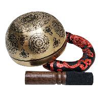 Singing Bowl, Buddhist Hand Beaten, With [buddha] Carved Inside, [select Accessories]