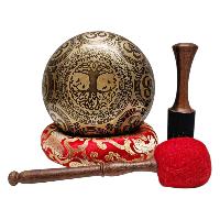 Singing Bowl, Buddhist Hand Beaten, With Fine Etching Carving, [mandala], Thangka Color Painted, [select Accessories]