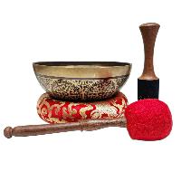 Singing Bowl, Buddhist Hand Beaten, With Fine Etching Carving, [], Thangka Color Painted, [select Accessories