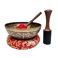 Singing Bowl, Buddhist Hand Beaten, With Fine Etching Carving, [], Thangka Color Painted, [select Accessories