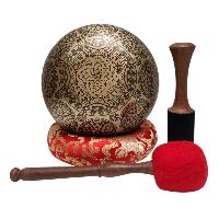 Singing Bowl, Buddhist Hand Beaten, With Fine Etching Carving, [], Thangka Color Painted, [select Accessories