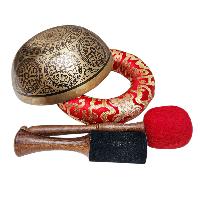 Singing Bowl, Buddhist Hand Beaten, With Fine Etching Carving, [], Thangka Color Painted, [select Accessories