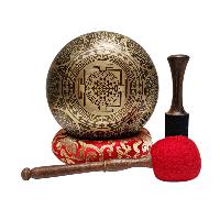 Singing Bowl, Buddhist Hand Beaten, With Fine Etching Carving, [samadhi], Thangka Color Painted, [select Accessories]