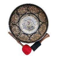 Singing Bowl, Buddhist Hand Beaten, With Fine Etching Carving, [select Accessories]