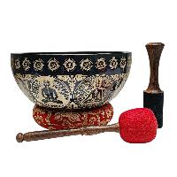 Singing Bowl, Buddhist Hand Beaten, With Fine Etching Carving, [select Accessories]