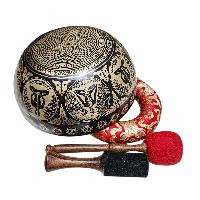 Singing Bowl, Buddhist Hand Beaten, With Fine Etching Carving, [select Accessories]