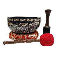 Singing Bowl, Buddhist Hand Beaten, With Fine Etching Carving, [select Accessories]