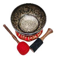 Singing Bowl, Buddhist Hand Beaten, With Fine Etching Carving, [select Accessories]