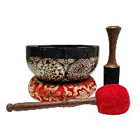 Singing Bowl, Buddhist Hand Beaten, With Fine Etching Carving, [select Accessories]