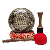 Singing Bowl, Buddhist Hand Beaten, With Fine Etching Carving, [select Accessories]