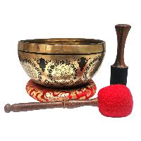 Singing Bowl, Buddhist Hand Beaten, With Fine Etching Carving, [vajrasattva], [select Accessories]