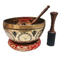 Singing Bowl, Buddhist Hand Beaten, With Fine Etching Carving, [vajrasattva], [select Accessories]
