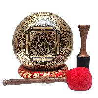 Singing Bowl, Buddhist Hand Beaten, With Fine Etching Carving, [vajrasattva], [select Accessories]